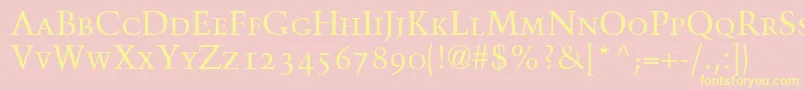 TrumpMediaevalRomanSmallCapsOldStyleFigures Font – Yellow Fonts on Pink Background