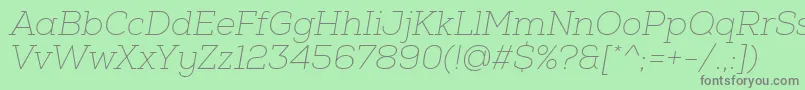 フォントNexaSlabThinOblique – 緑の背景に灰色の文字