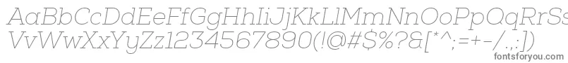 フォントNexaSlabThinOblique – 白い背景に灰色の文字