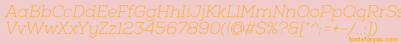 NexaSlabThinOblique-Schriftart – Orangefarbene Schriften auf rosa Hintergrund