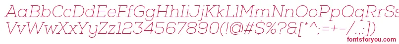 NexaSlabThinOblique-fontti – punaiset fontit valkoisella taustalla