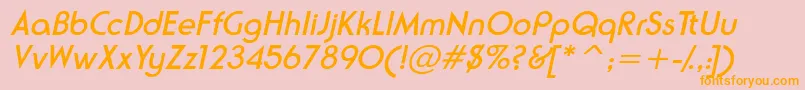 NeusesskItalic-Schriftart – Orangefarbene Schriften auf rosa Hintergrund