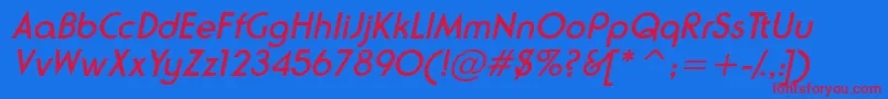 NeusesskItalic Font – Red Fonts on Blue Background