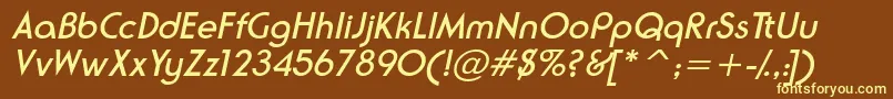 NeusesskItalic-fontti – keltaiset fontit ruskealla taustalla