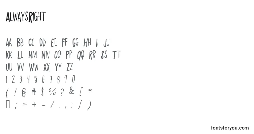 Schriftart AlwaysRight – Alphabet, Zahlen, spezielle Symbole