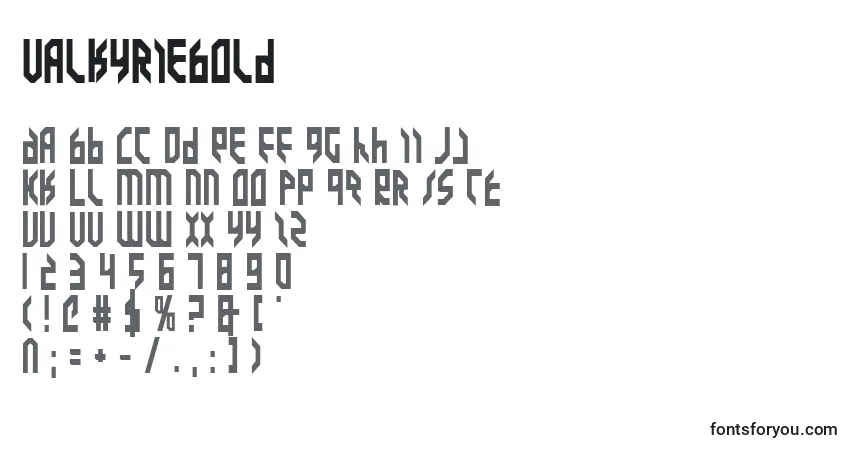 A fonte ValkyrieBold – alfabeto, números, caracteres especiais