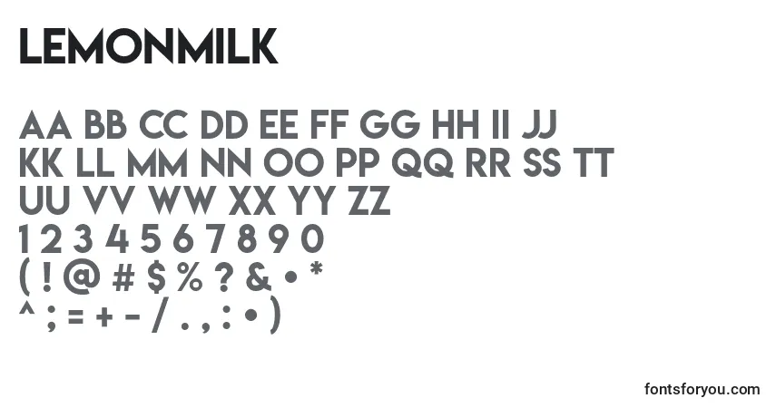 Lemonmilk-fontti – aakkoset, numerot, erikoismerkit