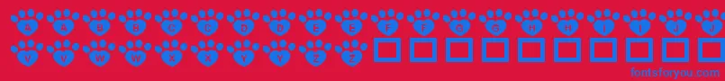 Weitere Informationen zur JlrPawrtyHearty-Schriftart JlrPawrtyHearty-Schriftart – Blaue Schriften auf rotem Hintergrund