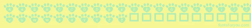JlrPawrtyHearty Font – Green Fonts on Yellow Background