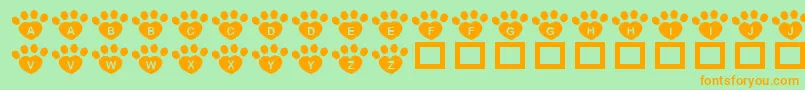 Шрифт JlrPawrtyHearty – оранжевые шрифты на зелёном фоне