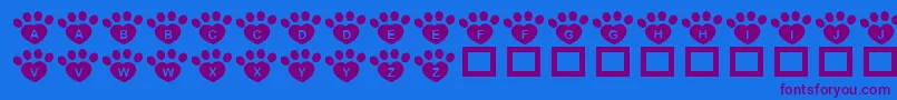 JlrPawrtyHearty Font – Purple Fonts on Blue Background