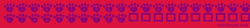 JlrPawrtyHearty Font – Purple Fonts on Red Background