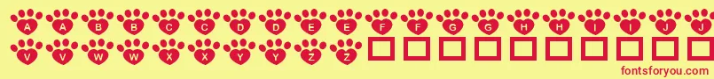 JlrPawrtyHearty Font – Red Fonts on Yellow Background