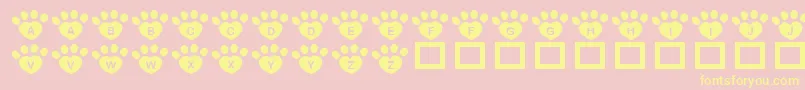 Fonte JlrPawrtyHearty – fontes amarelas em um fundo rosa
