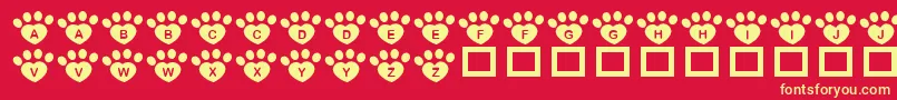 フォントJlrPawrtyHearty – 黄色の文字、赤い背景