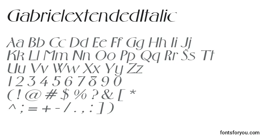 Schriftart GabrielextendedItalic – Alphabet, Zahlen, spezielle Symbole