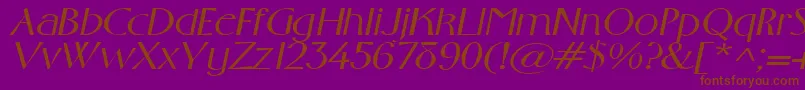 GabrielextendedItalic-Schriftart – Braune Schriften auf violettem Hintergrund