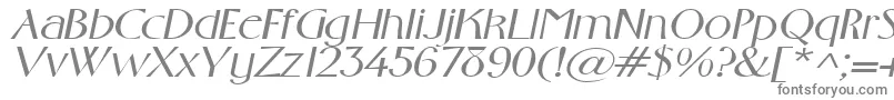 GabrielextendedItalic-fontti – harmaat kirjasimet valkoisella taustalla