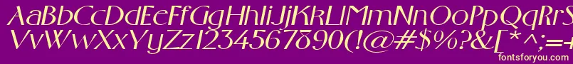 GabrielextendedItalic Font – Yellow Fonts on Purple Background