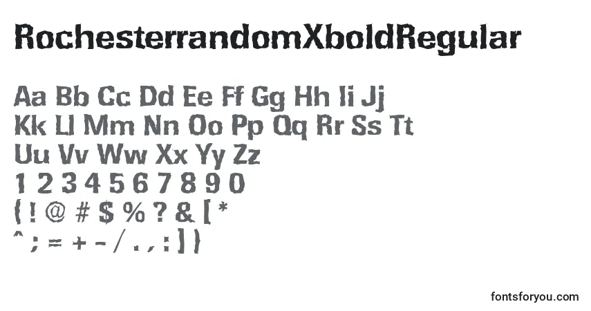 Czcionka RochesterrandomXboldRegular – alfabet, cyfry, specjalne znaki
