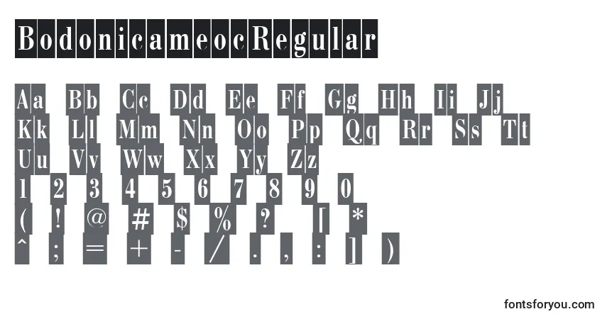 Czcionka BodonicameocRegular – alfabet, cyfry, specjalne znaki