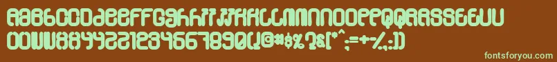 フォントSkylab60 – 緑色の文字が茶色の背景にあります。