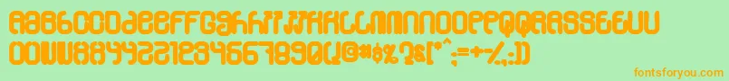 Skylab60-Schriftart – Orangefarbene Schriften auf grünem Hintergrund