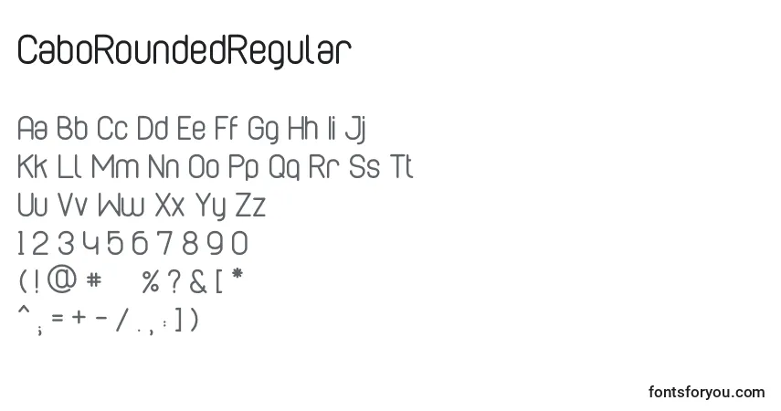 A fonte CaboRoundedRegular – alfabeto, números, caracteres especiais