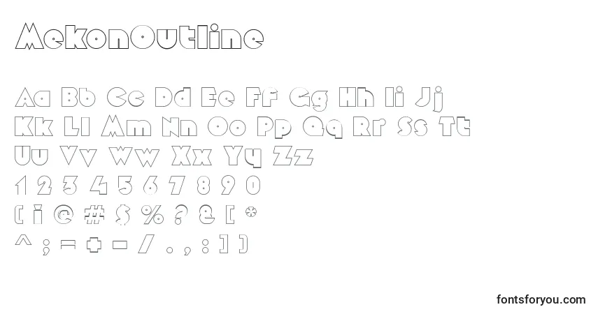 A fonte MekonOutline – alfabeto, números, caracteres especiais