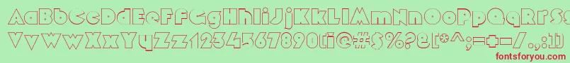 MekonOutline Font – Red Fonts on Green Background