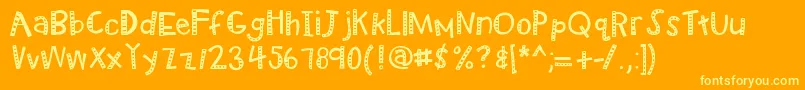 Kbradiowizard-Schriftart – Gelbe Schriften auf orangefarbenem Hintergrund