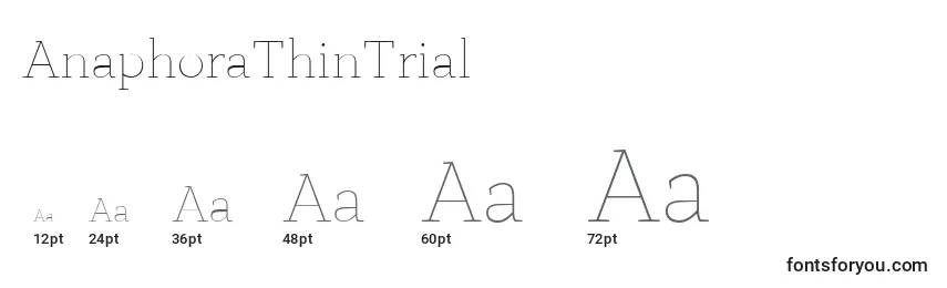 Größen der Schriftart AnaphoraThinTrial