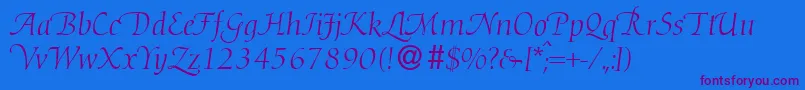D730RomanSwashRegular Font – Purple Fonts on Blue Background
