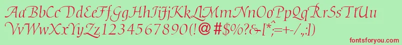 D730RomanSwashRegular-Schriftart – Rote Schriften auf grünem Hintergrund