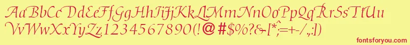 Шрифт D730RomanSwashRegular – красные шрифты на жёлтом фоне