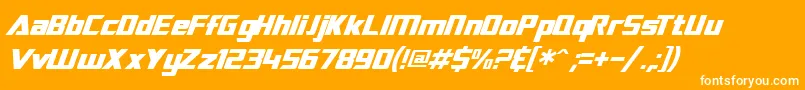 SfTransroboticsItalic-Schriftart – Weiße Schriften auf orangefarbenem Hintergrund