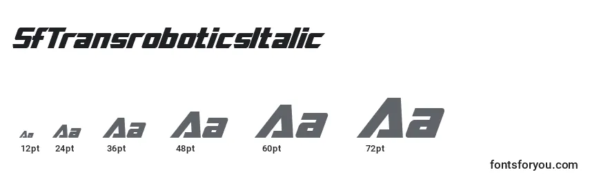 Размеры шрифта SfTransroboticsItalic