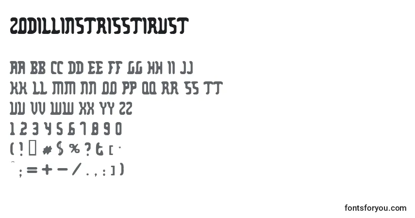 A fonte Zodillinstrisstirust – alfabeto, números, caracteres especiais