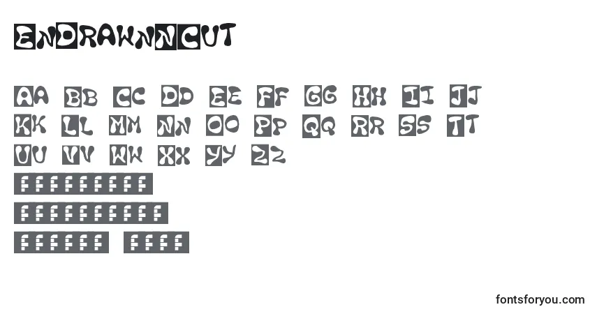 Czcionka EnDrawnNCut – alfabet, cyfry, specjalne znaki