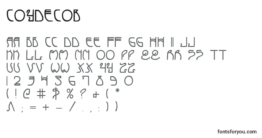 A fonte Coydecob – alfabeto, números, caracteres especiais