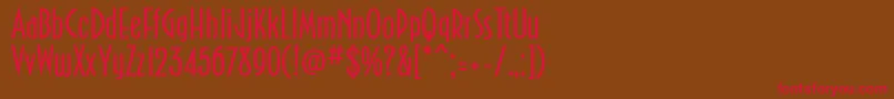 フォントPortArthur – 赤い文字が茶色の背景にあります。
