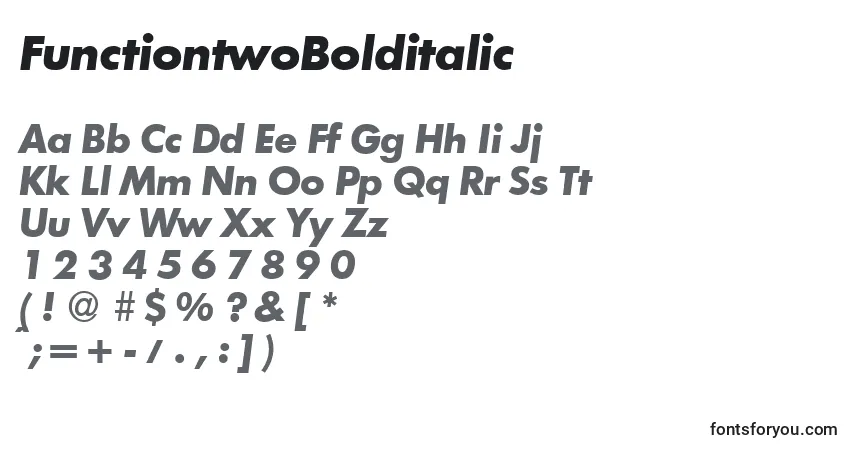 FunctiontwoBolditalic font – alphabet, numbers, special characters