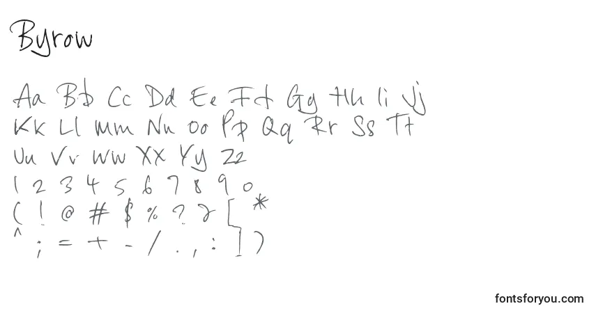 Schriftart Byrow – Alphabet, Zahlen, spezielle Symbole