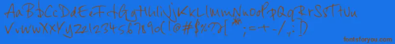 Byrow-Schriftart – Braune Schriften auf blauem Hintergrund