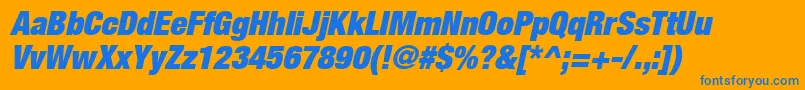 HelveticaLt107ExtraBlackCondensedOblique Font – Blue Fonts on Orange Background