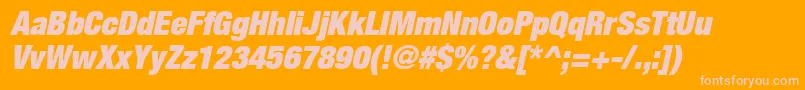 HelveticaLt107ExtraBlackCondensedOblique Font – Pink Fonts on Orange Background