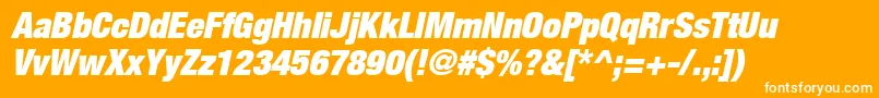 HelveticaLt107ExtraBlackCondensedOblique Font – White Fonts on Orange Background