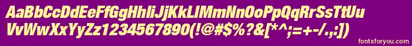 HelveticaLt107ExtraBlackCondensedOblique Font – Yellow Fonts on Purple Background