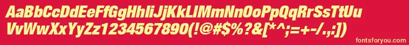 HelveticaLt107ExtraBlackCondensedOblique Font – Yellow Fonts on Red Background