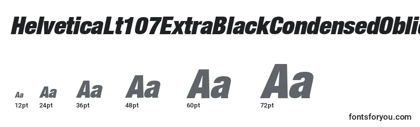 HelveticaLt107ExtraBlackCondensedOblique Font Sizes